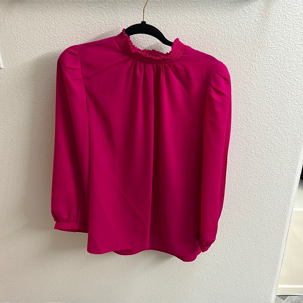 Long-sleeve Fuschia Blouse